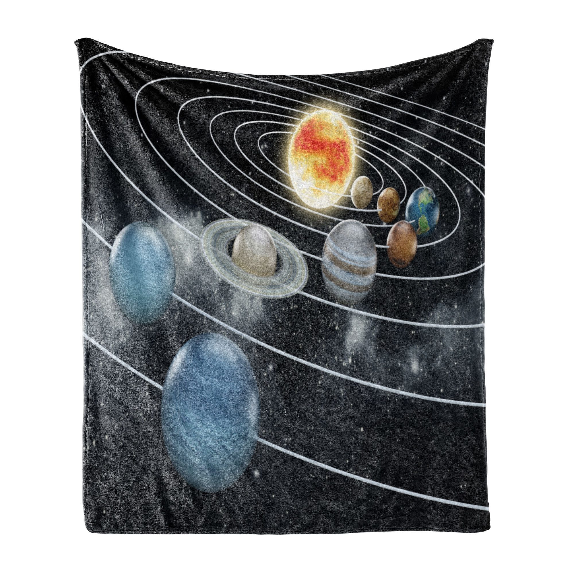 Wohndecke Gemütlicher Plüsch für den Innen- und Außenbereich, Abakuhaus, Galaxis Sonnensystem Sonne Planeten