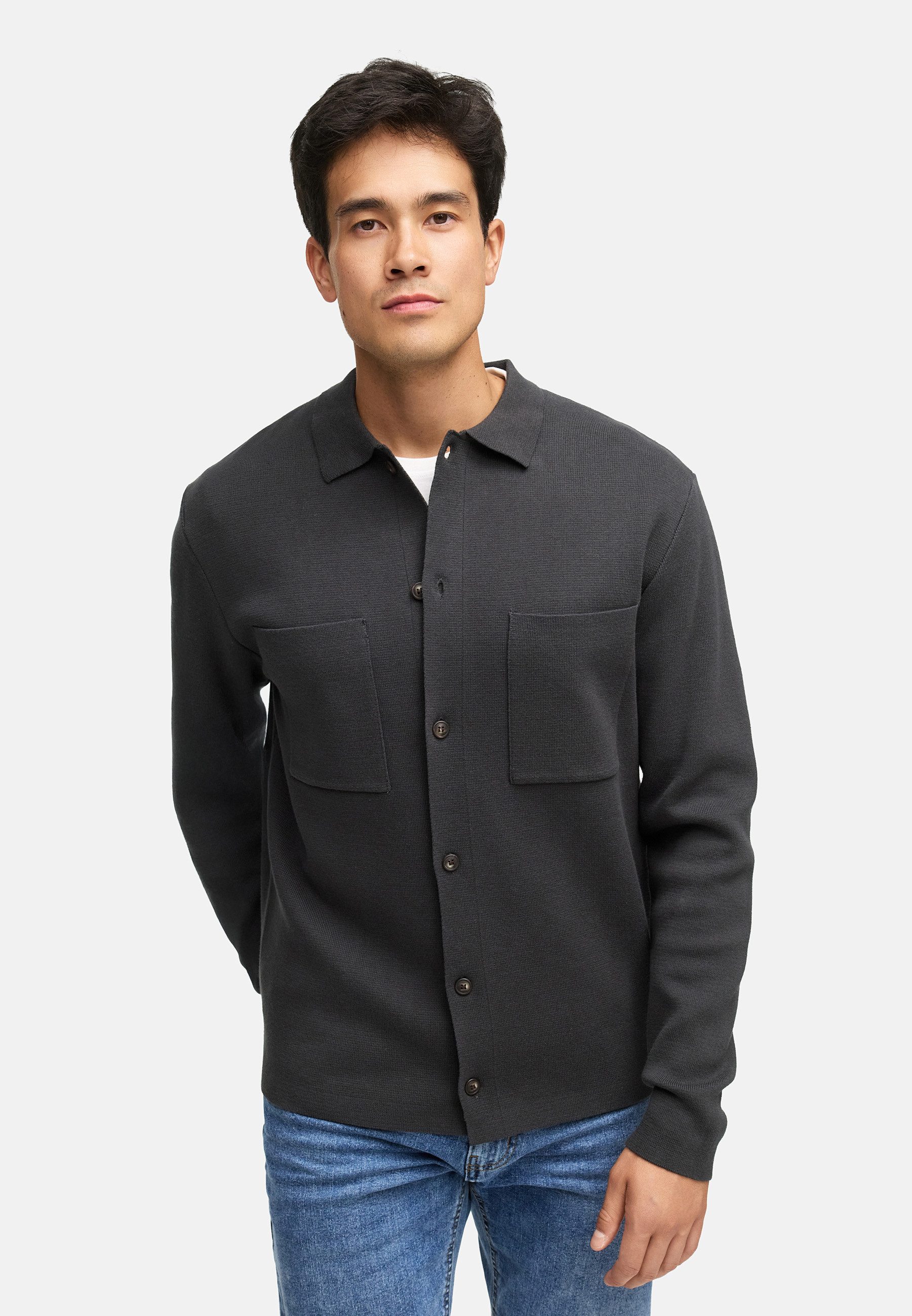 Indicode Sommerjacke Herren INBellino Cardigan Herrenstrickjacke Moderne Strickjacke mit Kentkragen und Brusttaschen