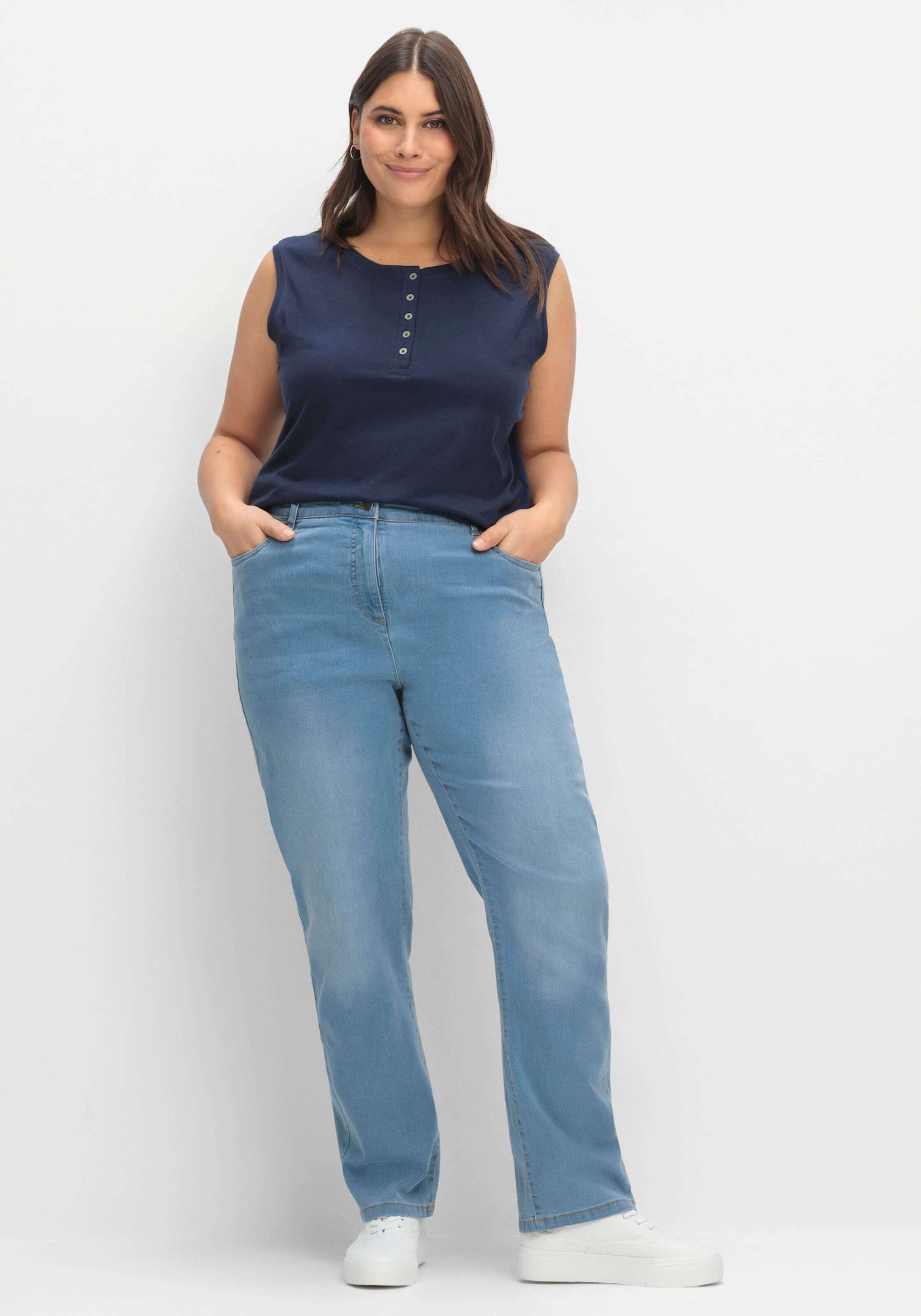 Sieh an! Bequeme Jeans Jeans komfortabel mit elastischem High-Waist-Bund
