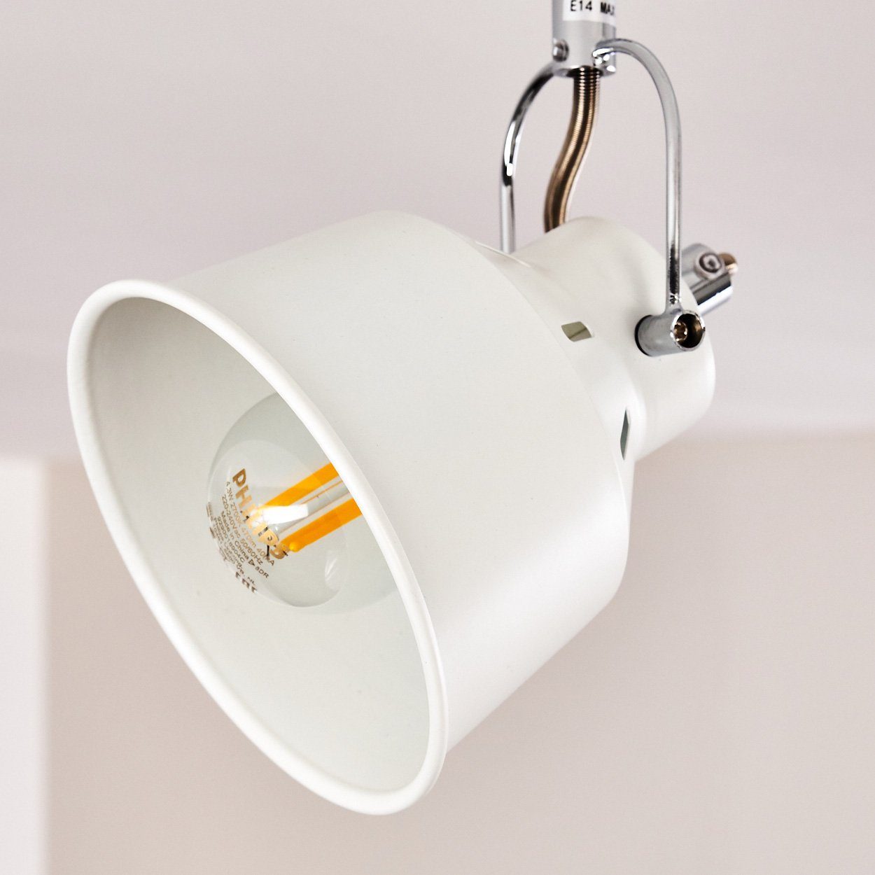 Deckenlampe Metall aus Retro/Vintage hofstein Weiß, verstellbaren Deckenleuchte im Strahlern, Design Spot »Rimini« Leuchtmittel, in 4xE14, ohne mit