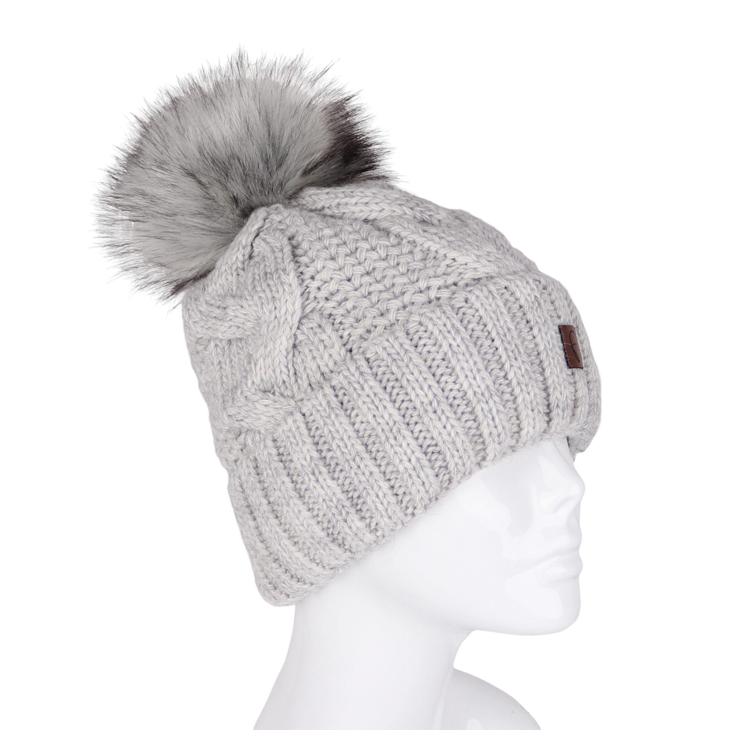 MIRROSI Strickmütze Damen Mütze Beanie ONESIZE mit Bommel, Warm Kuschelig (Hergestellt in Polen) Wintermützen Bequem Atmungsaktiv Kuschelweich