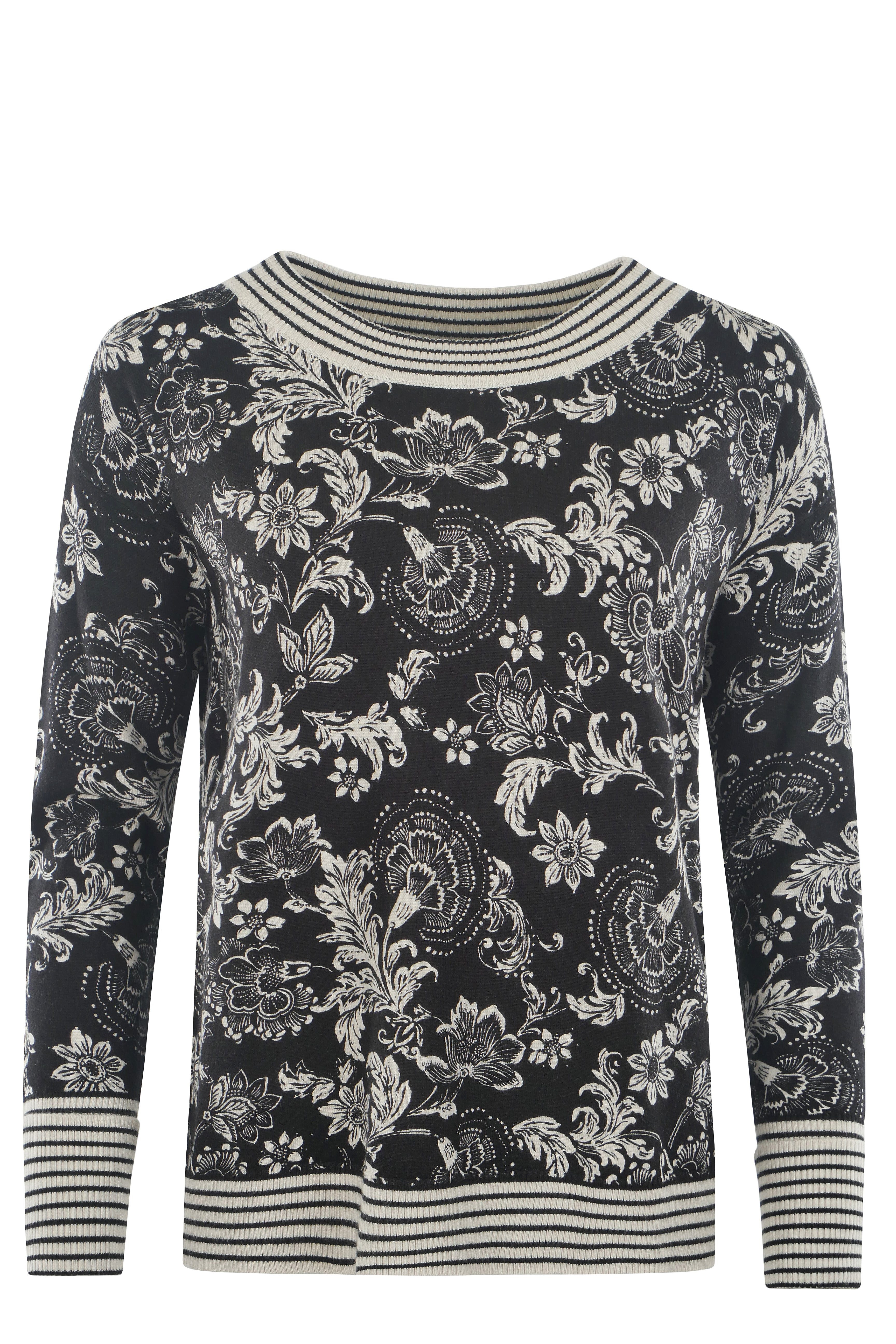 Hajo Rundhalspullover Damen Pullover mit zweifarbigem günstig online kaufen