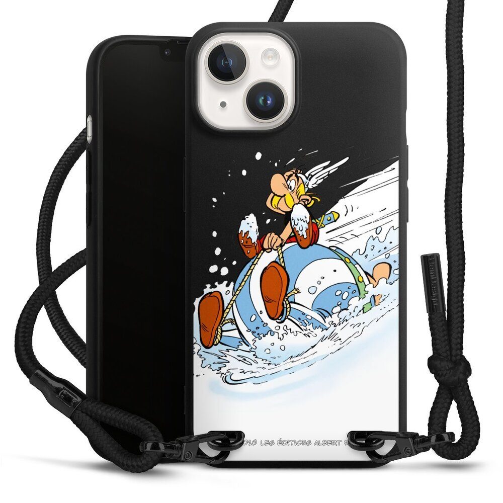 DeinDesign Handyhülle Asterix Obelix Kindheit Astérix & Obélix Luge, Apple iPhone 15 Premium Handykette Hülle mit Band Case zum Umhängen