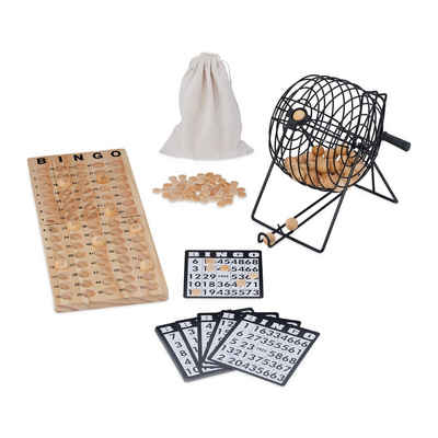 relaxdays Spiel, Bingo-Spiel Set aus Holz