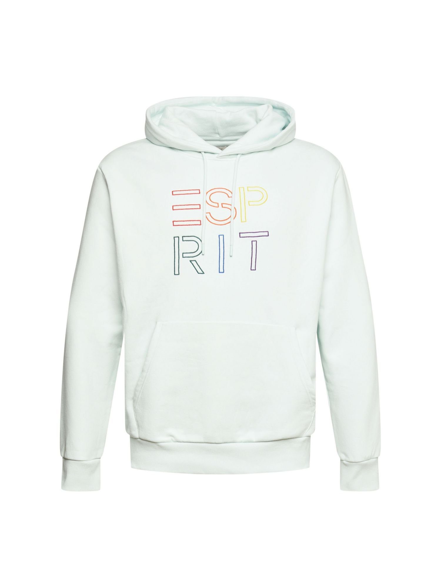 Esprit Sweatshirt Recycelt: Hoodie mit Logo-Stickerei (1-tlg) PASTEL BLUE