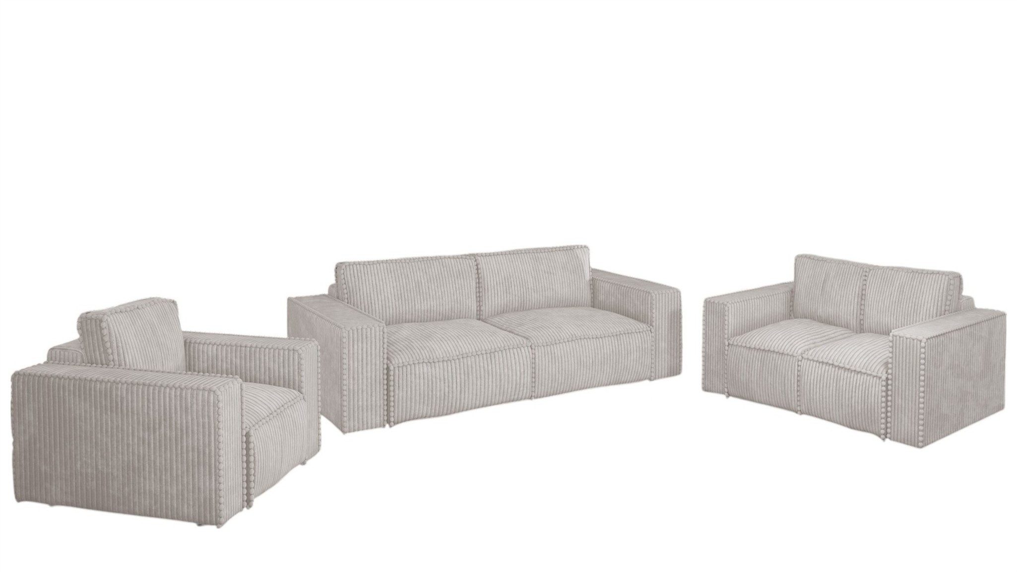 Fun Möbel Polstergarnitur Sofa-Set Sofa FUN AVIELA 3-2-1 Sofagarnitur in Stoff Tilia, (3-Sitzer mit Schlaffunktion, 3-tlg), Rundumbezug, 3-Sitzer mit Schlaffunktion