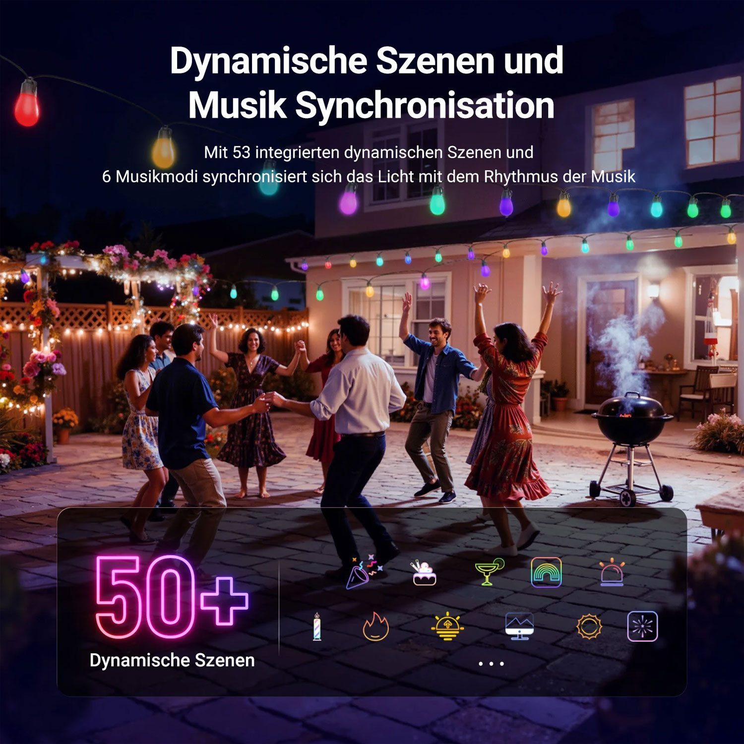 Neewer Lichterkette Neewer LED-Lichterkette NR01-15 mit App-Steuerung 15m, Smarte RGB LED-Lichterkette mit 15 Metern Länge