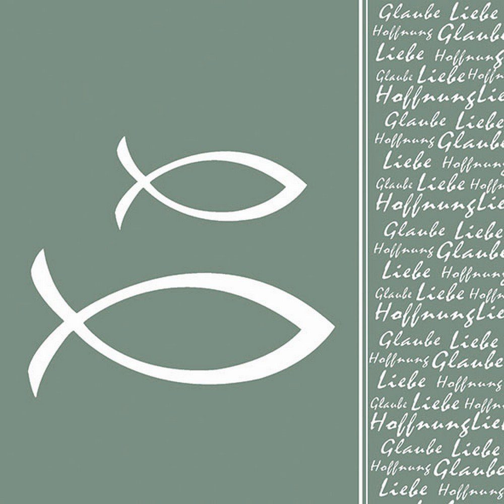 Ambiente Luxury Paper Products Papierserviette 20 Servietten Glaube Fisch pale green 33x33cm, (20 St)