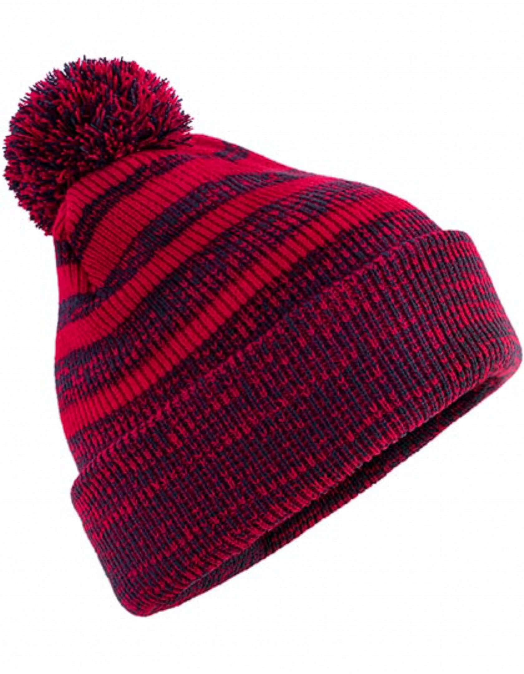 Beechfield® Bommelmütze Damen Strickmütze/ Mütze / Wintermütze mit breitem Umschlag Zweilagiger Strick