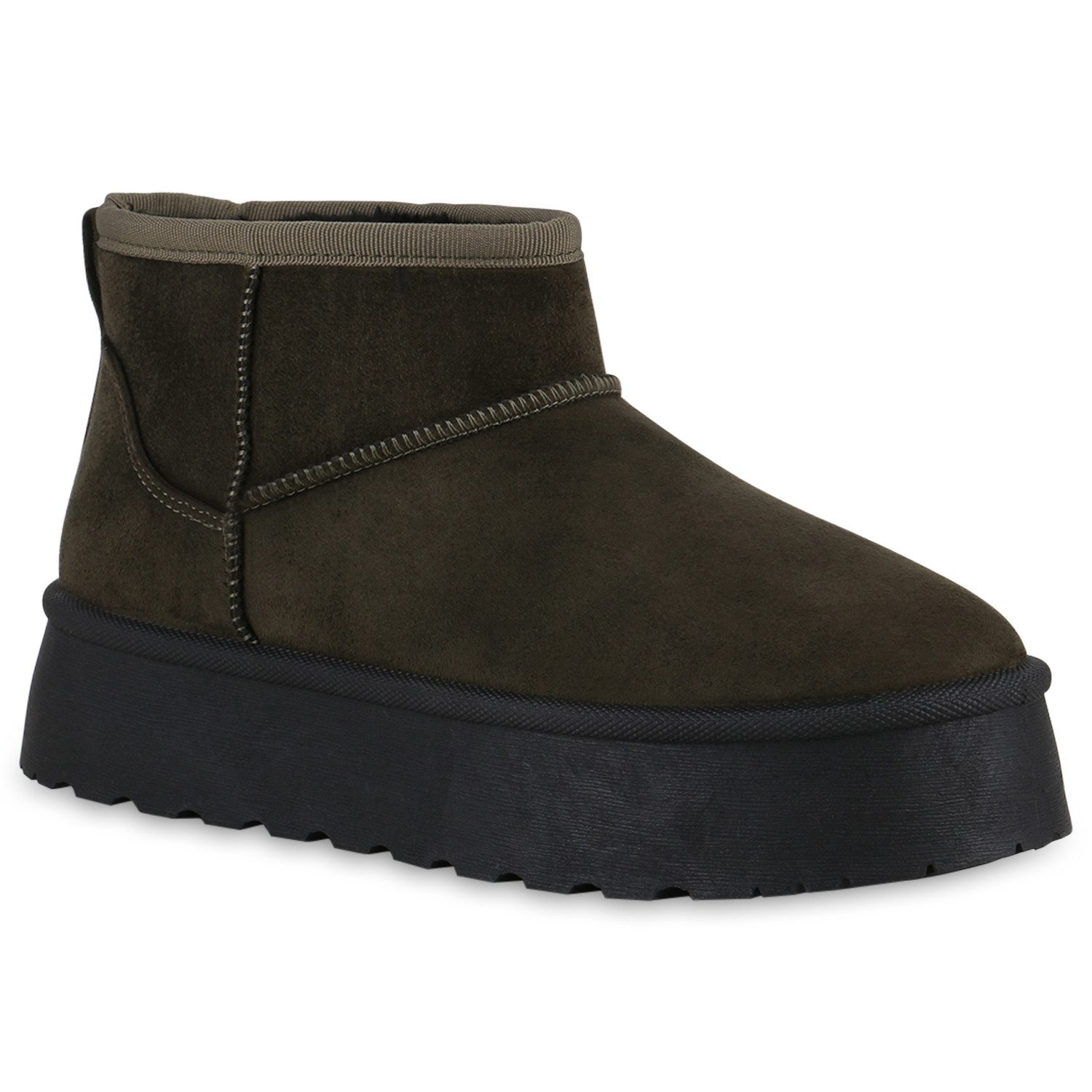 VAN HILL 21399637 DY F6315 Damen Stiefeletten Green 37 Winterstiefelette Damen Warm Gefütterte Winter Boots Bequeme Profil-Sohle
