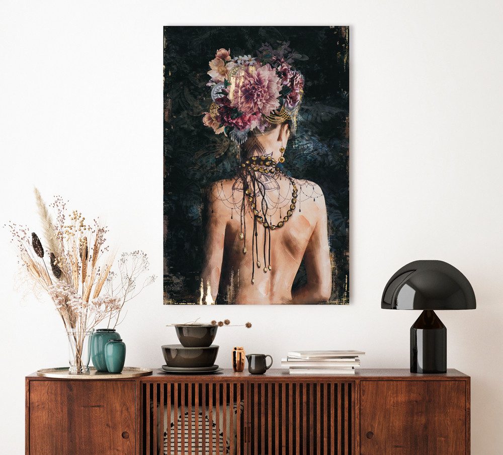 ArtUniverse Gemälde Rückenansicht Schönheit 80x120cm, Rückenansicht Eleganz mit Schmuck
