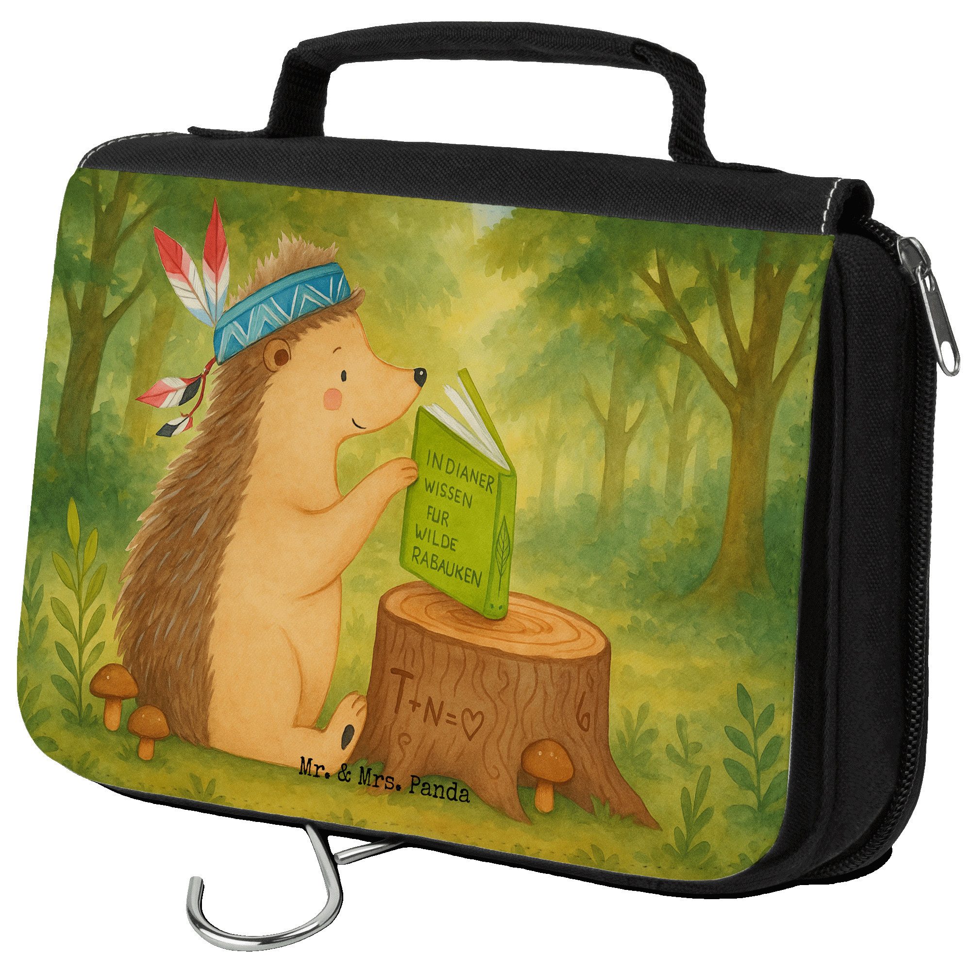 Kulturbeutel Igel Federschmuck Design, Kulturtasche, Weiß, Lagerfeuer, Schminktasc