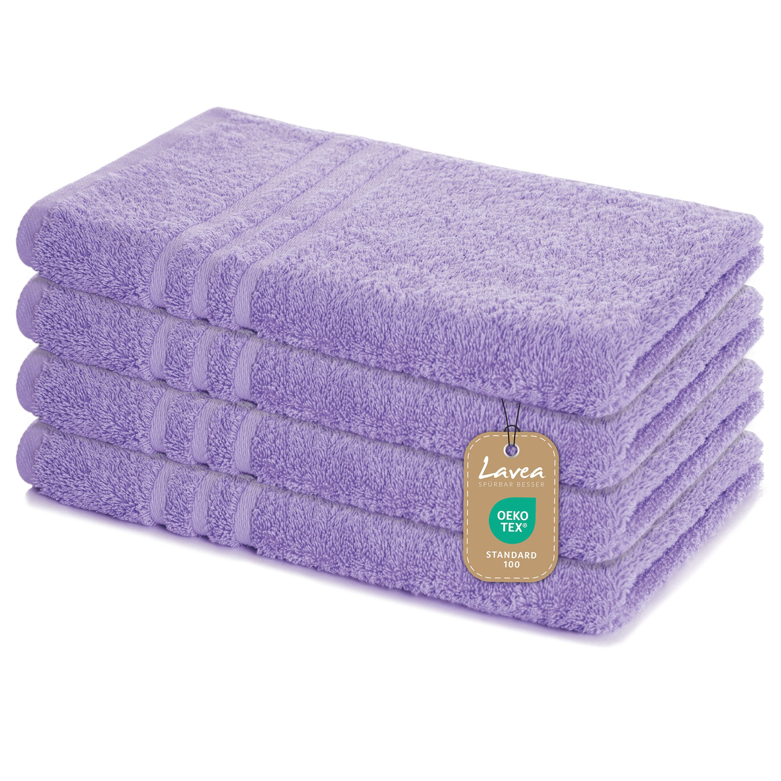 Lavea Handtuch Elena 500gr/m², 50x100cm aus 100% Baumwolle, fusselfreies, pflegeleichtes hautfreundliches Handtuch-Set (Set, 4-St), einzigartig weiche Frottee Handtücher für jeden Hauttyp geeignet