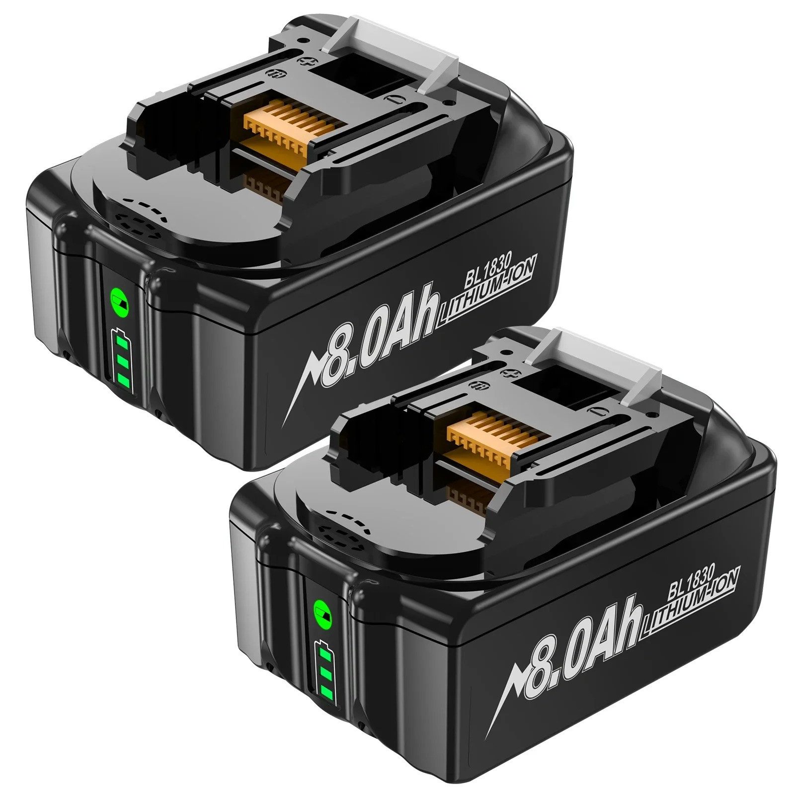 Athlix Ersatz Akku 8,0 Ah für Makita 18V, 2er Set, BL1860 BL1850 Akkupacks Akku 8000 mAh (18 V), 2 Stück, 8000 mAh, 20 % längere Laufzeit