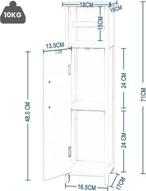 EUGAD Toilettenpapierhalter (1-St), freistehend, schmal mit Tür, 18x18x71 cm