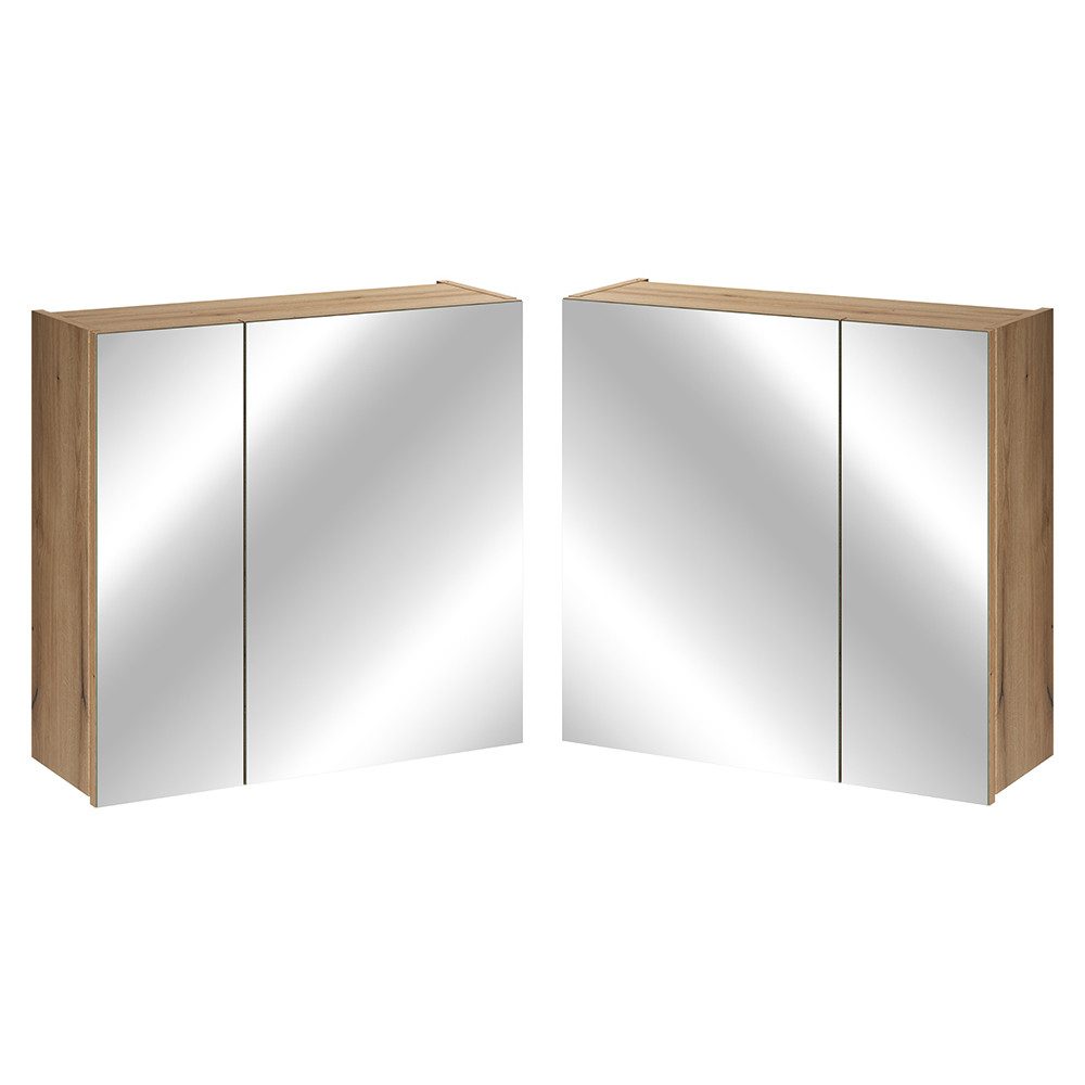 Lomadox Spiegelschrank NEWPORT-56-EVOKE mit 60 cm Breite in Eiche, 2-türig