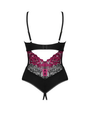 Obsessive Body Rosenty Ouvert Body mit Rosenmuster - schwarz, pink (1-tlg) transparent