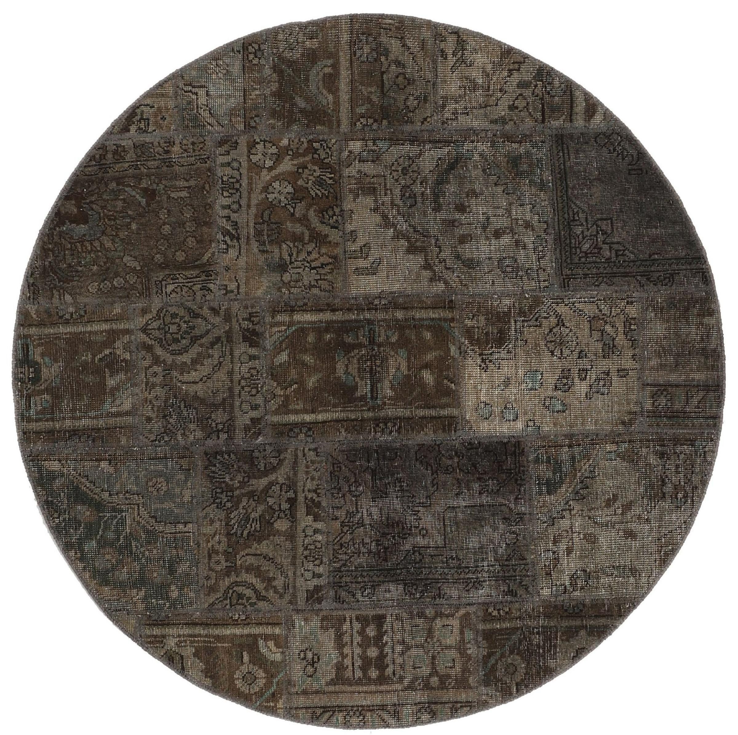 Nain Trading Orientteppich Patchwork 151x151 Handgeknüpfter Moderner Orientteppich, rund, Höhe: 8 mm