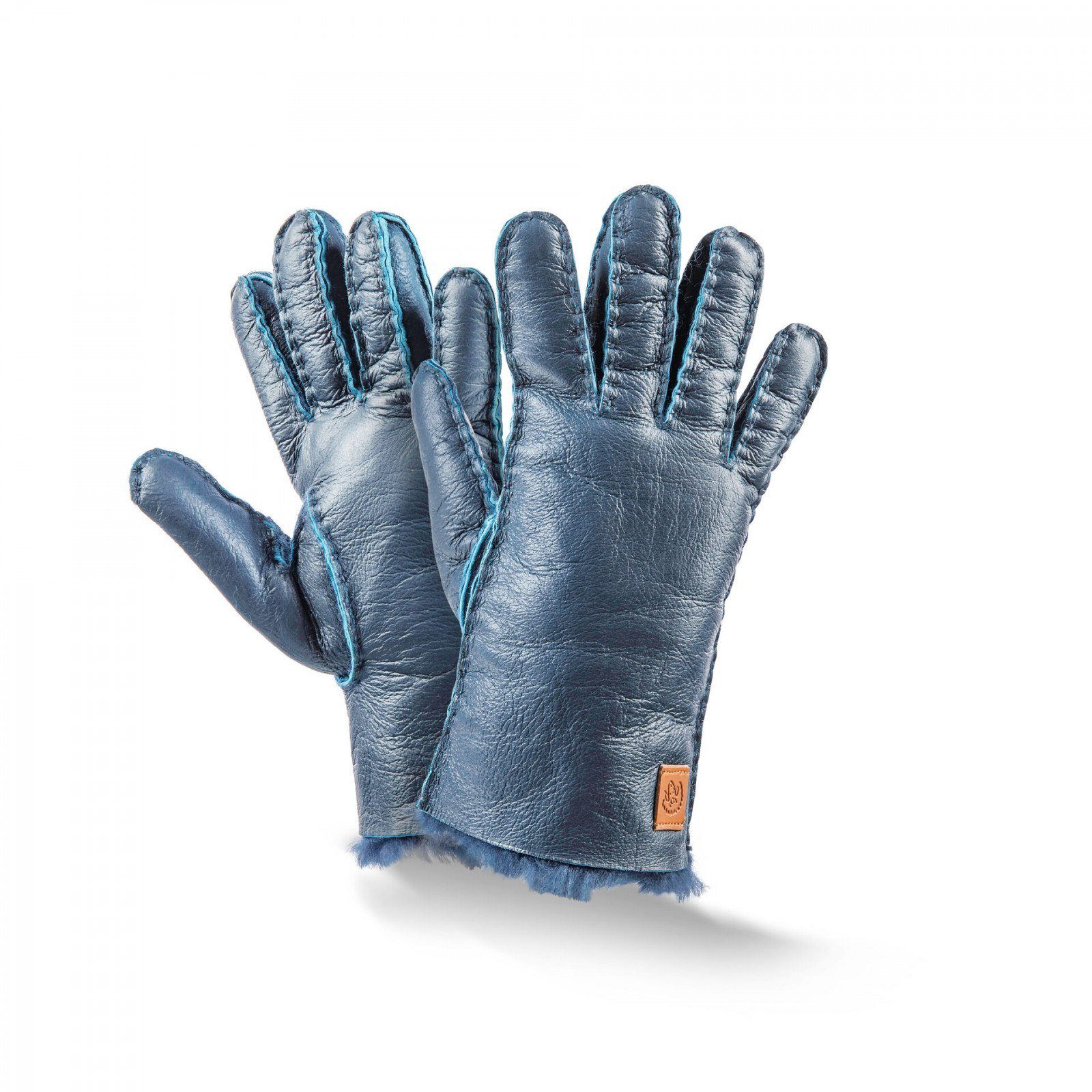 Kinder-Handschuhe Leder-Handschuh Fellhof 4-5,5 Lederhandschuhe Kids Lammfell Trend blau