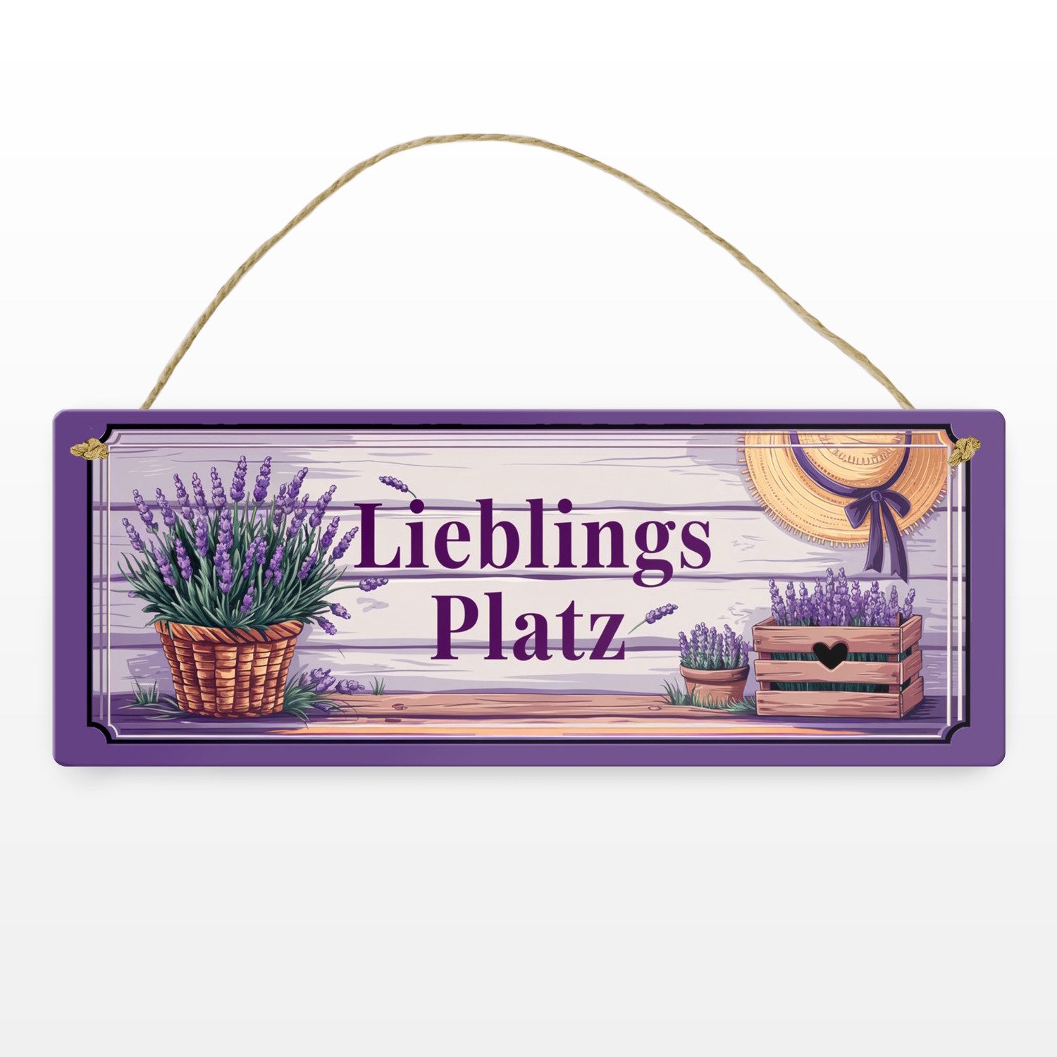 speecheese Metallschild Lieblingsplatz Metallschild mit lila Lavendel Blume günstig online kaufen