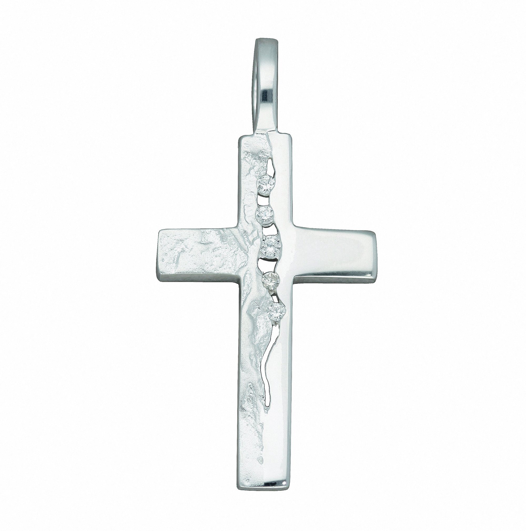 Adelia´s Kette Set Schmuckset Kreuz Anhänger mit mit Zirkonia, Anhänger 925 mit - Halskette Silber