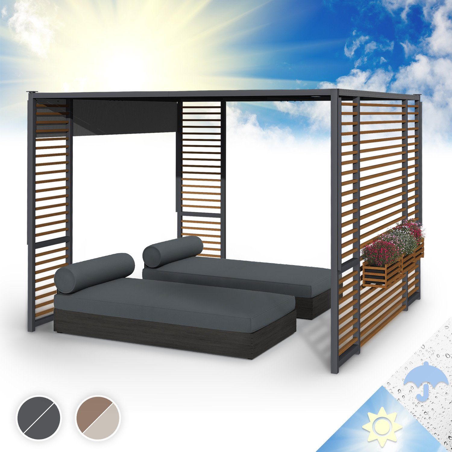 blumfeldt Pavillon »Valence Gazebo 3x3 m UV50+ wasserabweisend LED