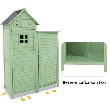 Merax Garten-Geräteschrank, BxT: 118x54 cm, mit Satteldach, Gerätehaus Holz, Geräteschuppen mit Ablage, wetterfest