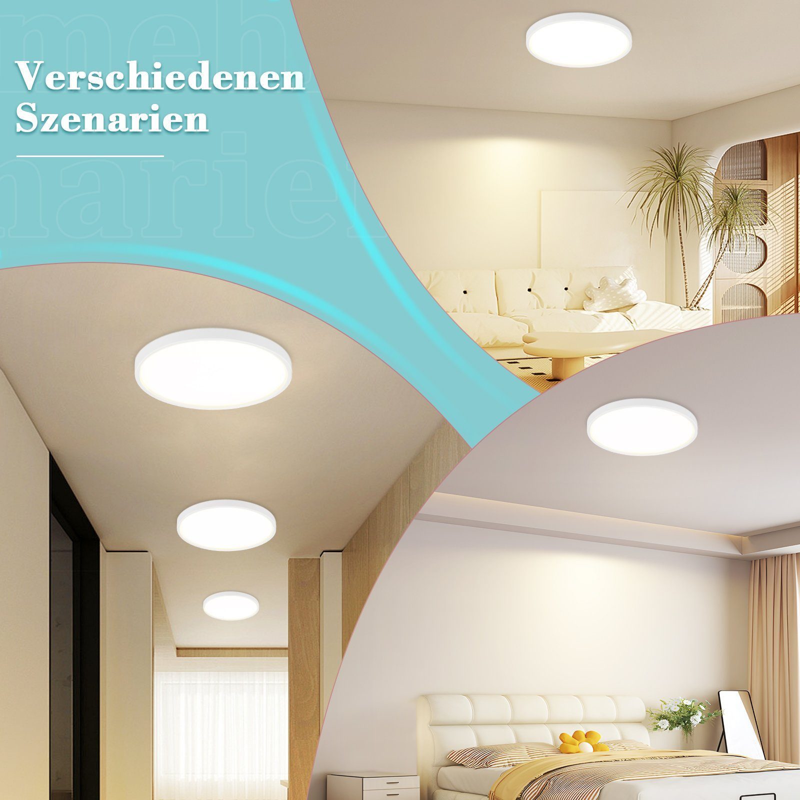 ZMH LED Deckenleuchte Wohnzimmer Modern Schwarz/Weiß günstig online kaufen