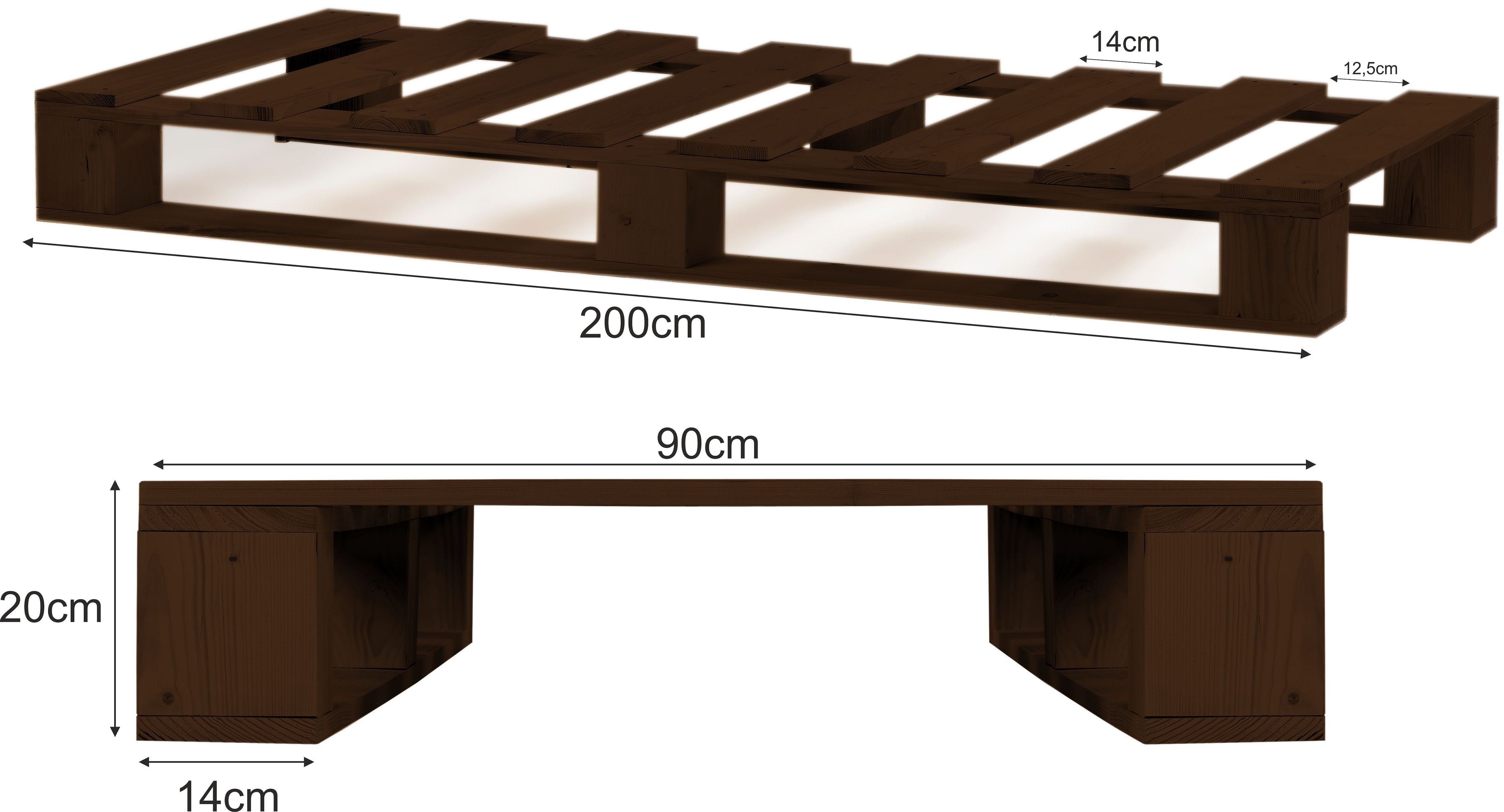 Massivholzbett 200 100 200 cm 80 180 160 120 x 220 Palisander 90x200 Palettenbett 240 140 90 cm, sunnypillow