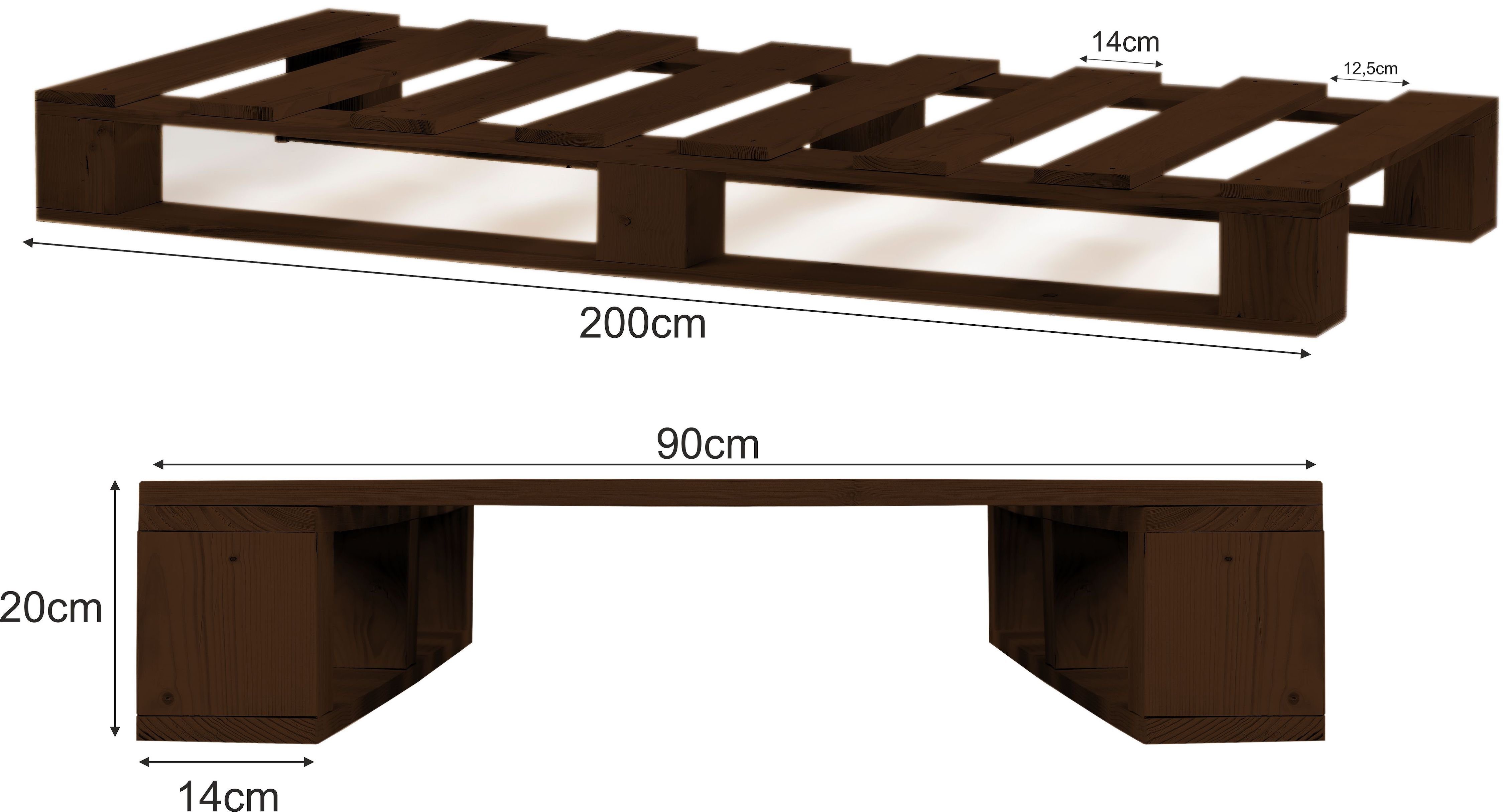 sunnypillow Palettenbett Massivholzbett 80 90 100 120 140 160 180 200 220 2 günstig online kaufen