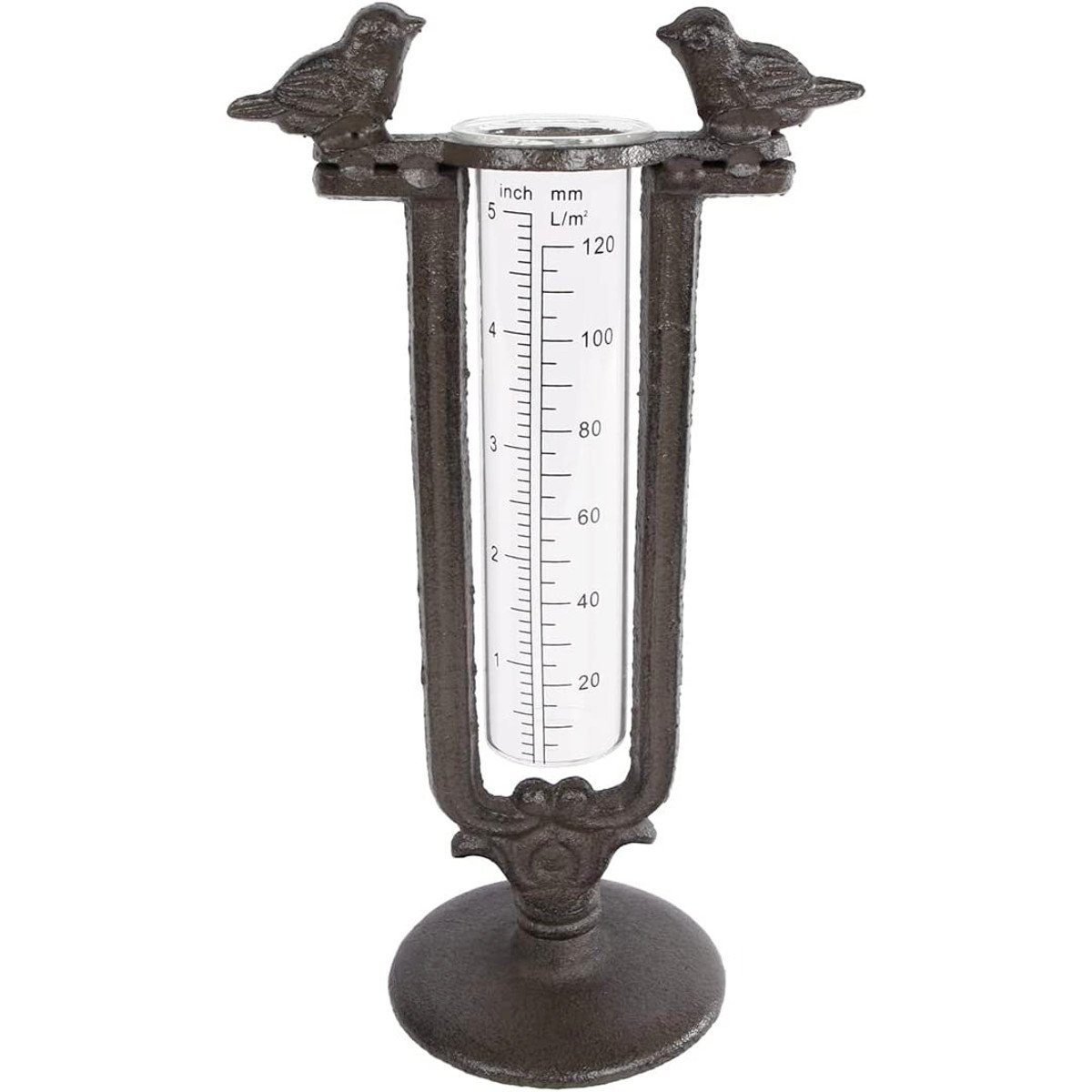 Macosa Home Regenmesser (Regenmesser Vögel Metall schwarz 24 cm