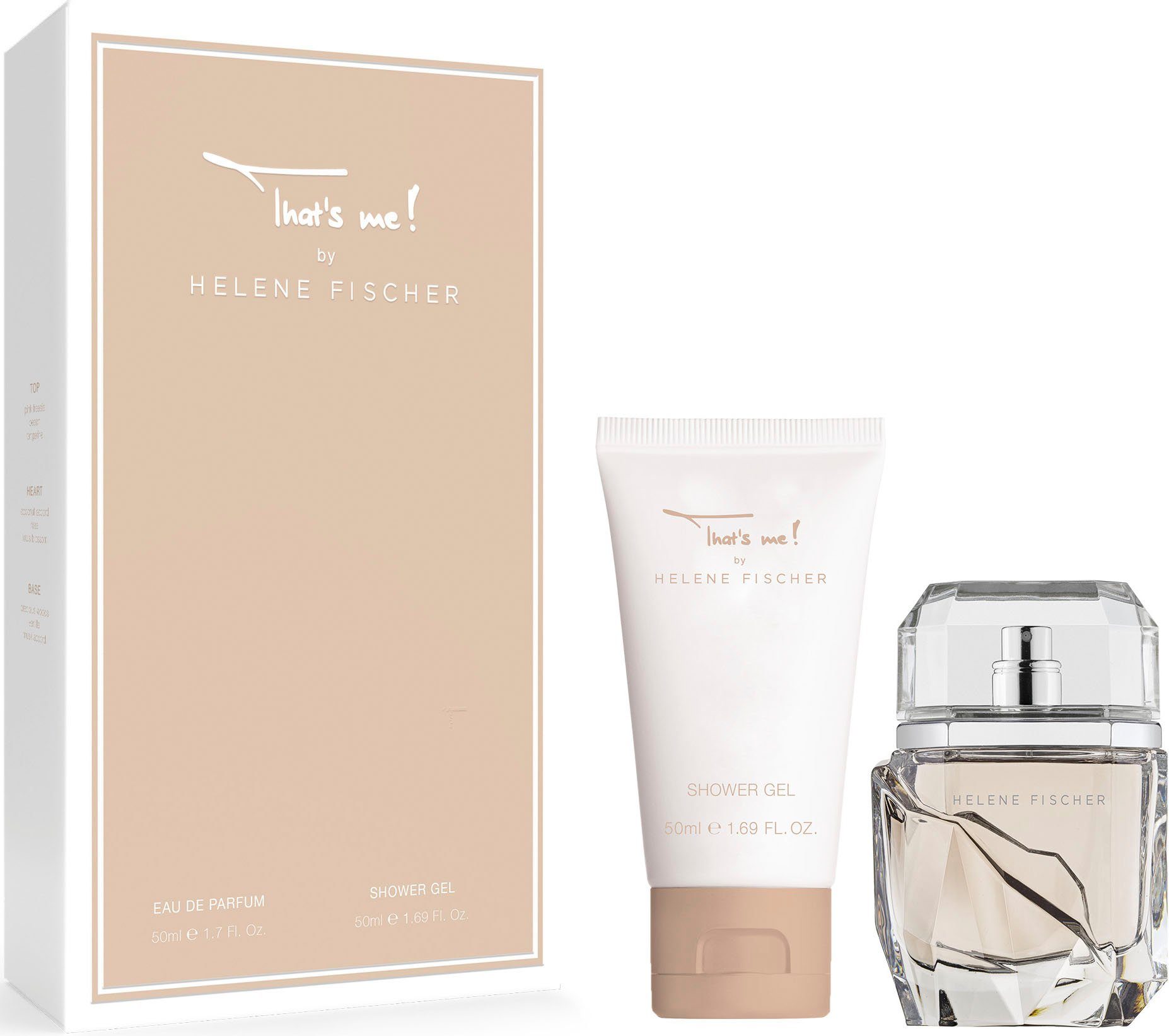 HELENE FISCHER Duft-Set Helene Fischer That's Me! Set 50ml + 50ml Shower Gel, 2-tlg., Blumig-fruchtiges Set mit Pfirsich, Lotus, Rose, Freesie und Vanille.