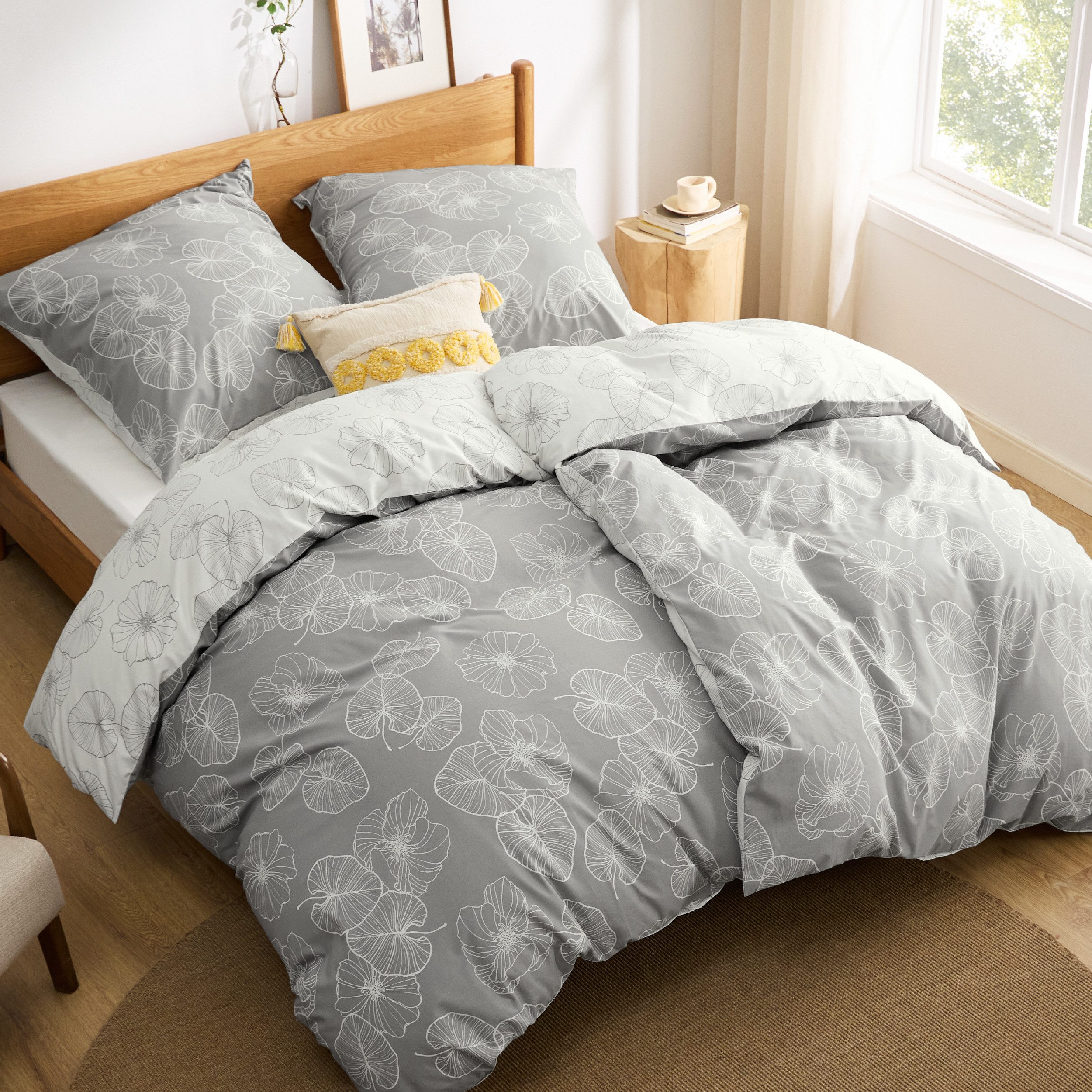 BEDSURE Wendebettwäsche mit Zweige-Design und Reißverschluss, günstig online kaufen