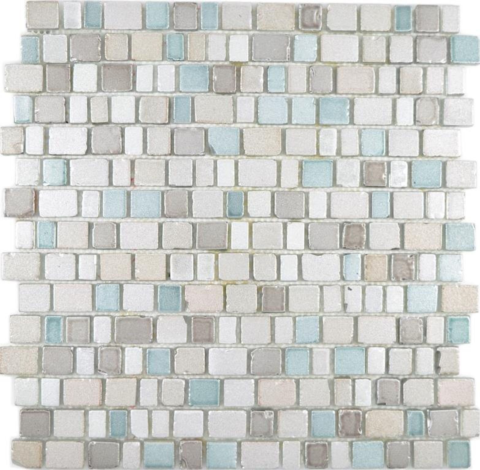 Mosani Mosaikfliesen Glasmosaik Mosaikmatte Mosaikbordüre grau beige
