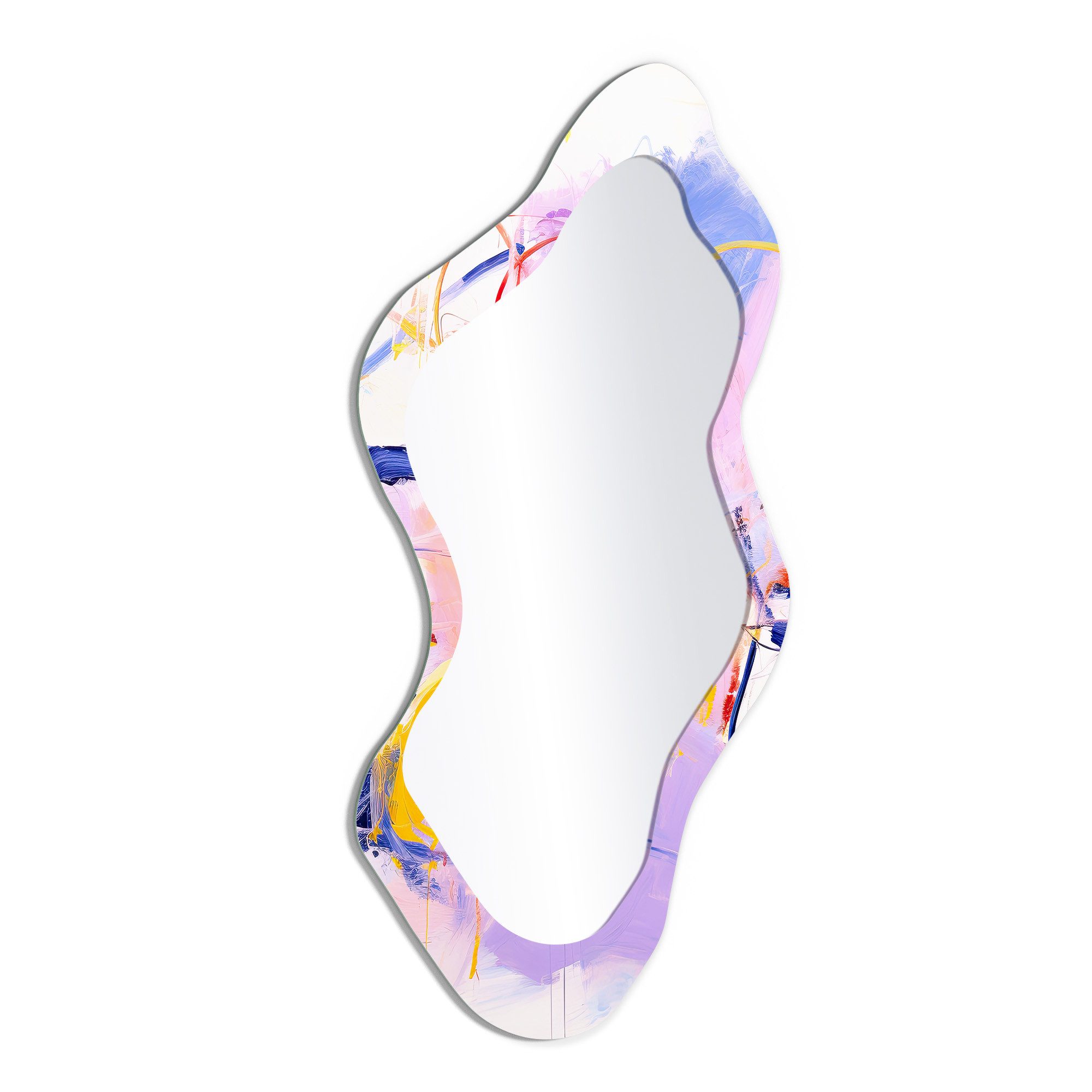 DEQORI Wandspiegel 'Lila Leichtigkeit', Spiegel organisch geformt selbstklebend Wand Wohnzimmer Flur groß XXL