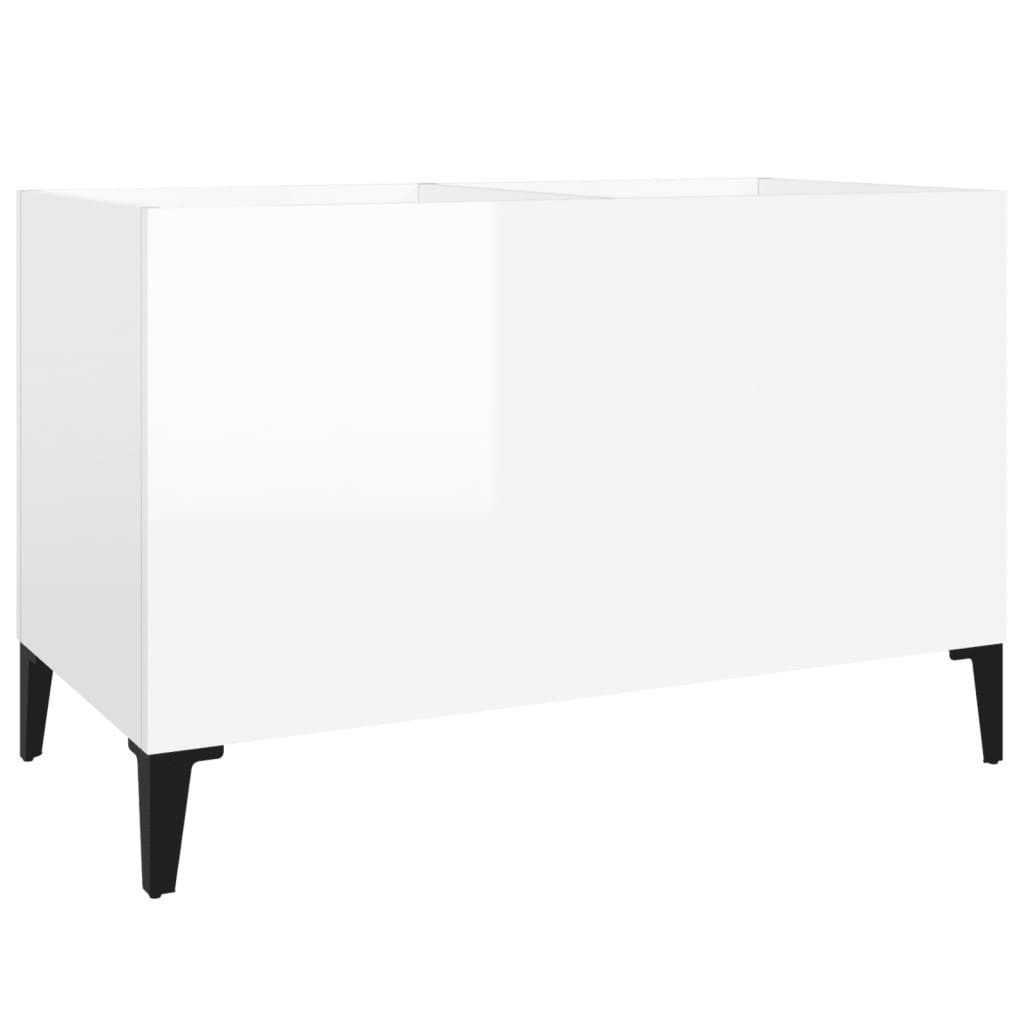 furnicato Media-Regal Plattenschrank Hochglanz-Weiß 74,5 x 38 x 48 cm, 1-tlg., Stabiles LP-Regal mit Metallfüßen und viel Stauraum für das Wohnzimmer