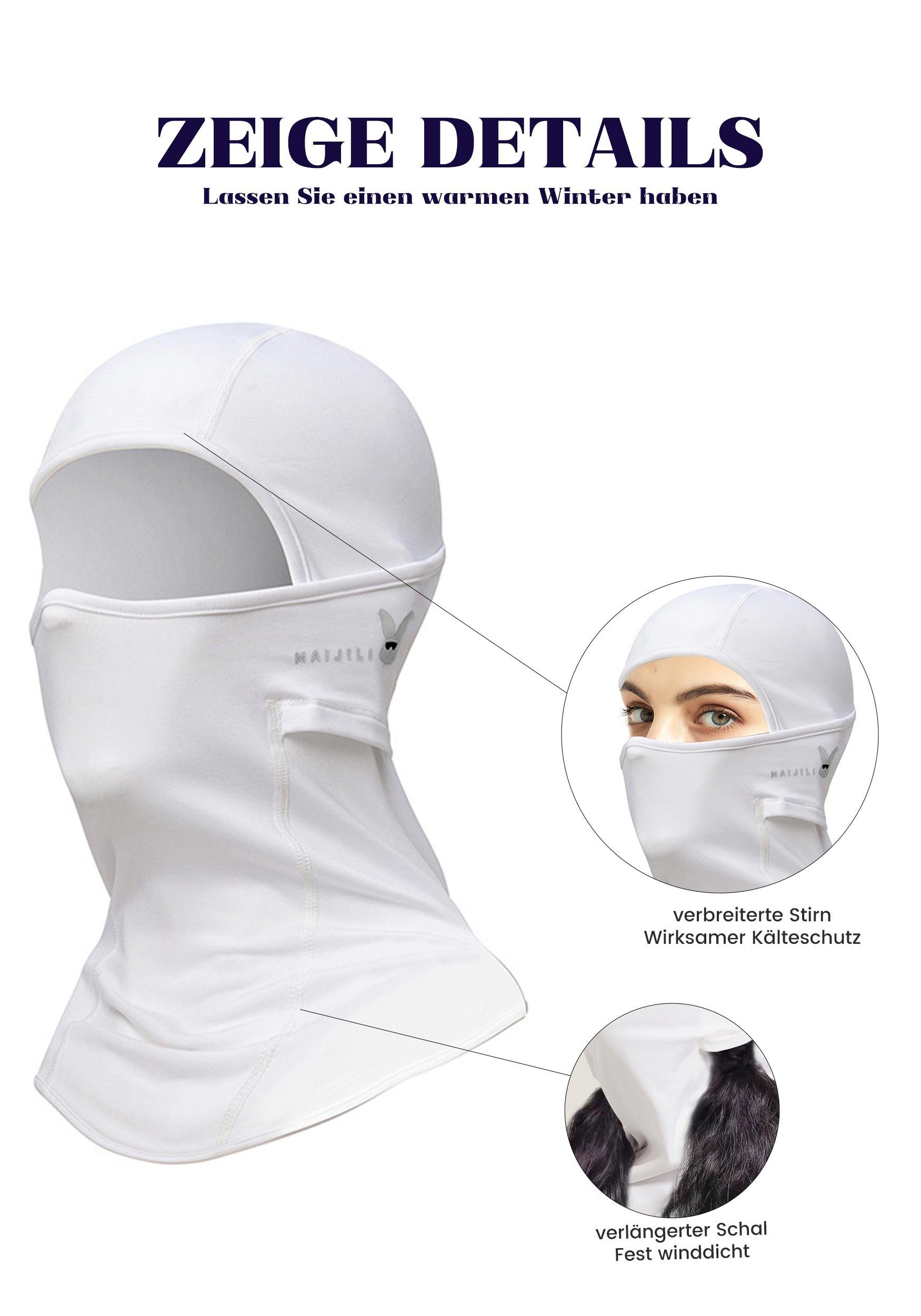 MAGICSHE Sturmhaube Skimaske UV-Strahlen Umfassenden für Schutz Weiß Widersteht