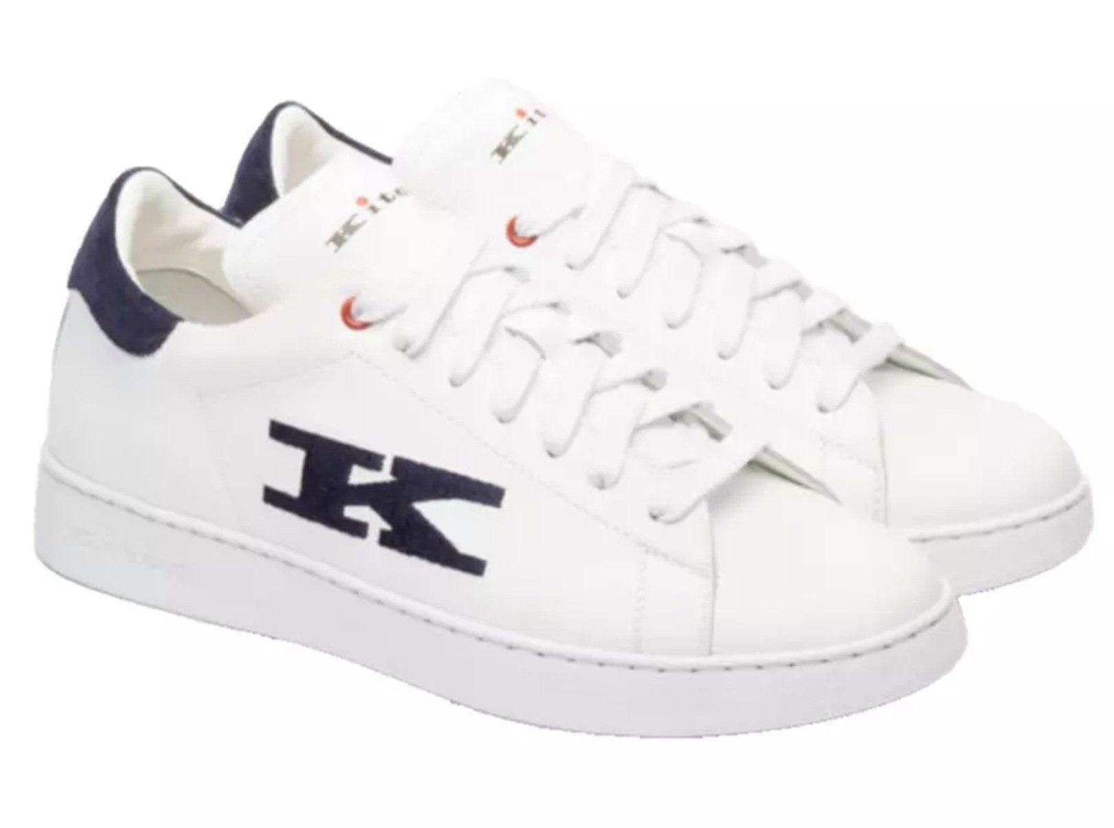 Kiton K-Logo Kalbsleder Schuhe Sneaker Kontrastierender Wildlederabsatz, Lederfutter, Innensohle aus Leder