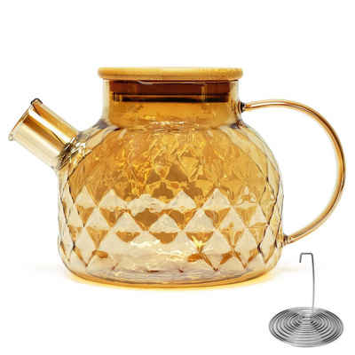 Belle Vous Dekoobjekt Belle Vous Teekanne Glas mit Siebeinsatz & Bambusdeckel -
