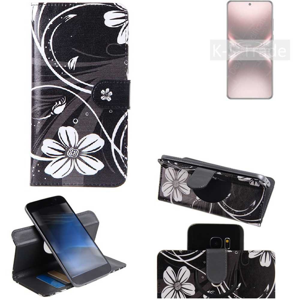 K-S-Trade Handyhülle für Vivo X200 Ultra, Schutzhülle Handyhülle Hülle 360° Wallet Case “Flowers“