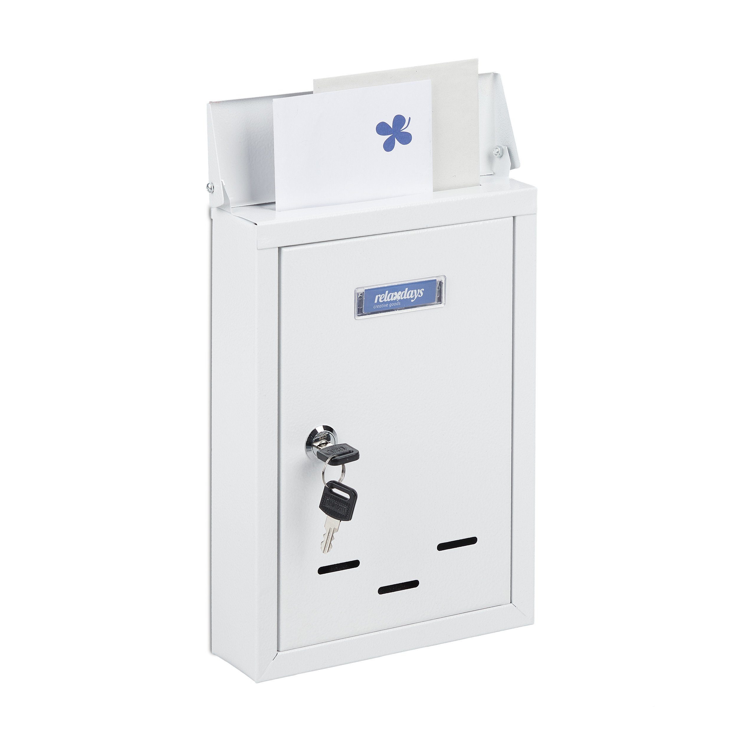 relaxdays Briefkasten mit Namensschild, weiß günstig online kaufen
