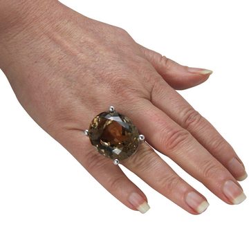 SKIELKA DESIGNSCHMUCK Silberring Rauchquarz Ring 32x28 mm (Sterling Silber 925) (1-tlg), hochwertige Goldschmiedearbeit aus Deutschland