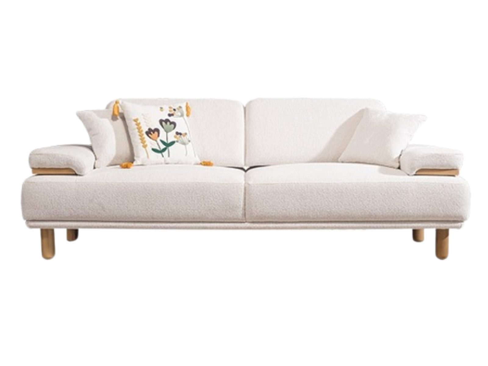 Villa Möbel Sofa Bodrum Wood, 2-Sitzer 1 Teile, mit Relax-/Bettfunktion durch verstellbare Rückenlehne