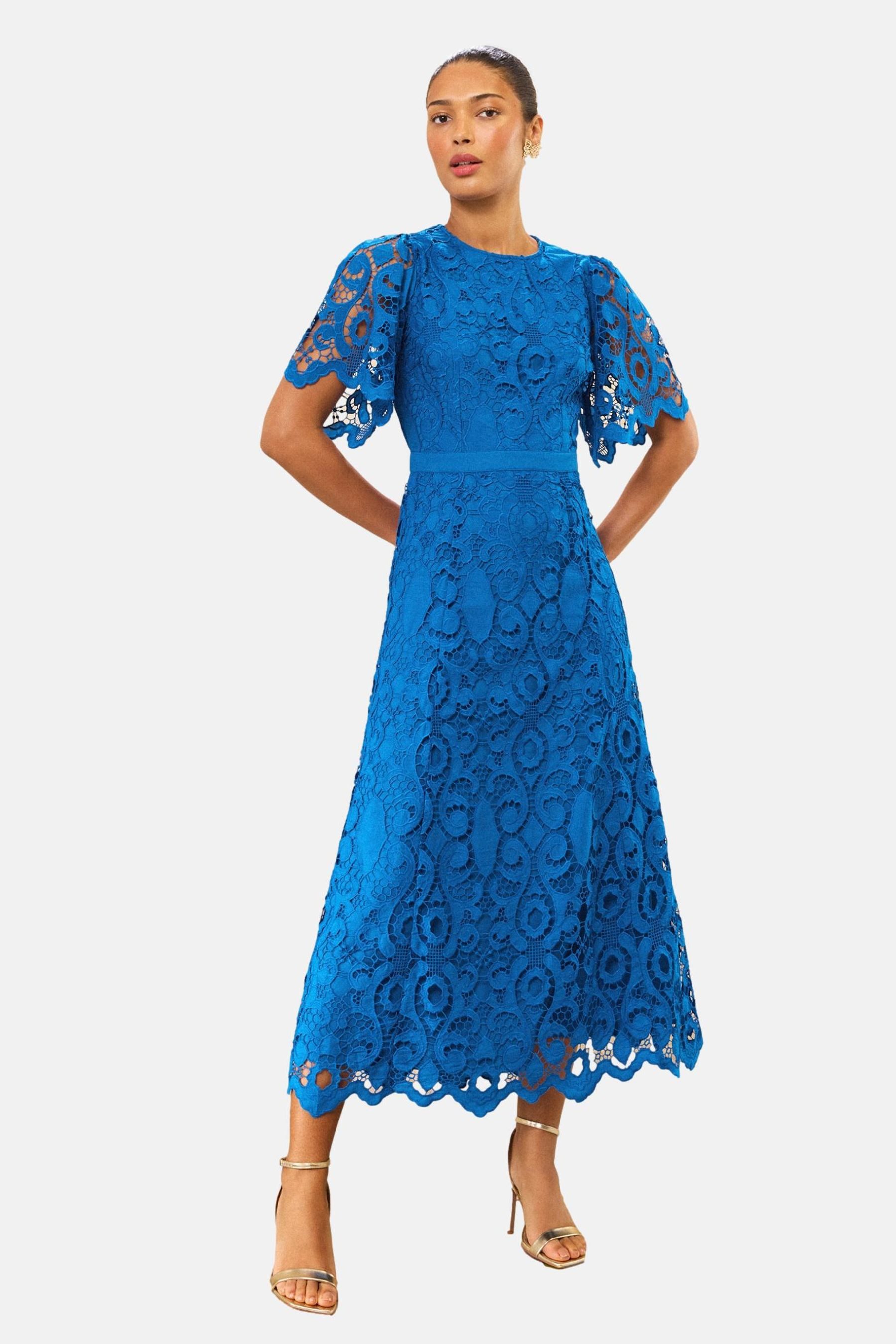 Love & Roses Midikleid Love & Roses Midikleid mit Spitze, Regular (1-tlg)