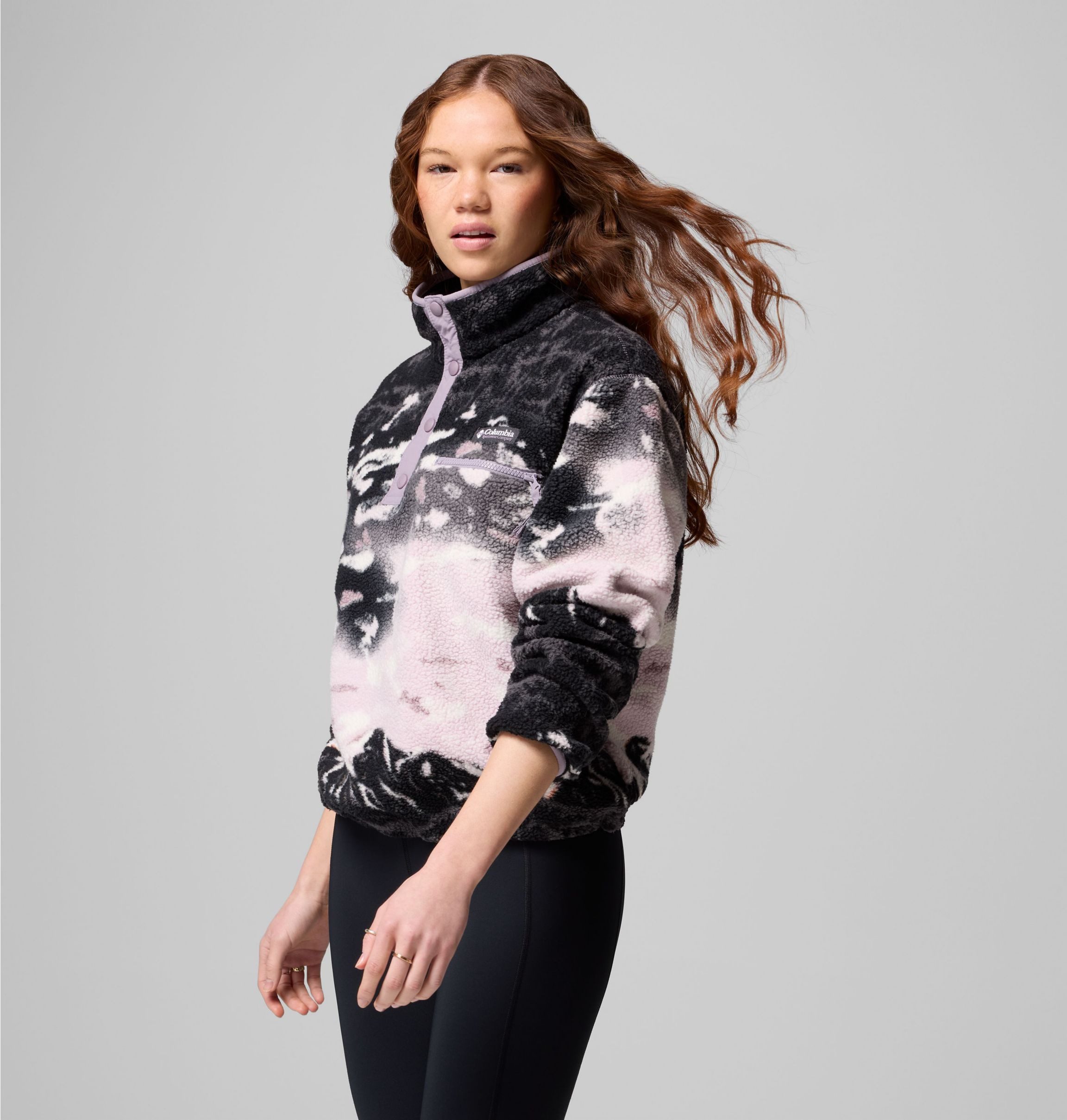 Columbia Fleecepullover Helvetia II Printed Cropped Half Sn SHALE PURPLE SISTERS, SHALE PURPLE – Bild 3 von 5