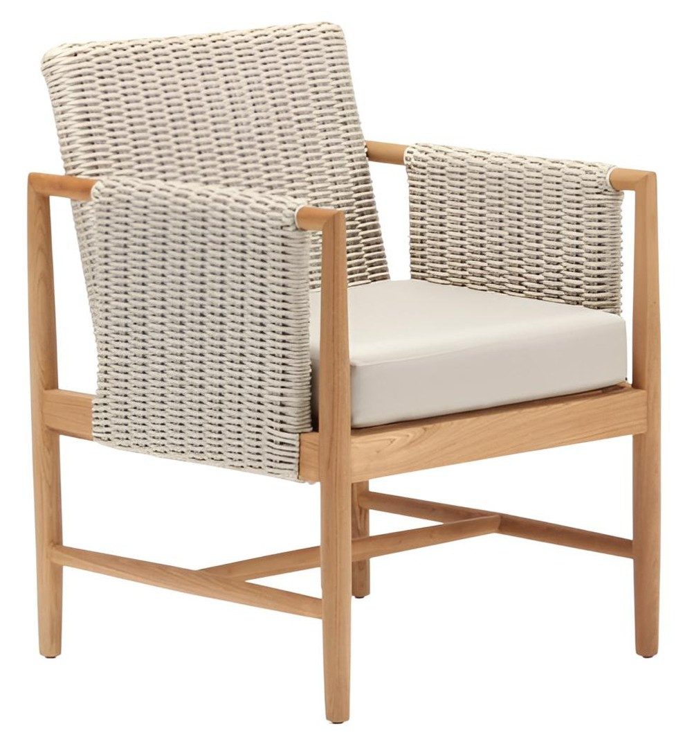 Xlmoebel Gartenstuhl Beiger Moderner Gartenstuhl aus Iroko für Esszimmer und Terrasse, Made in Europa