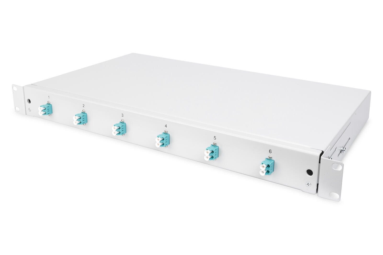 Digitus LWL Spleißbox, 1HE, bestückt, 6x LC DX, OM3 Netzwerk-Switch