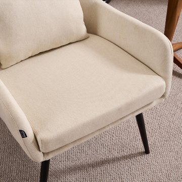 HOME DELUXE Loungesessel Sessel ORION Beige 79 x 67 x 74 cm, Mit Metallbeinen & Armlehnen, Polstersessel, Armlehnenstuhl