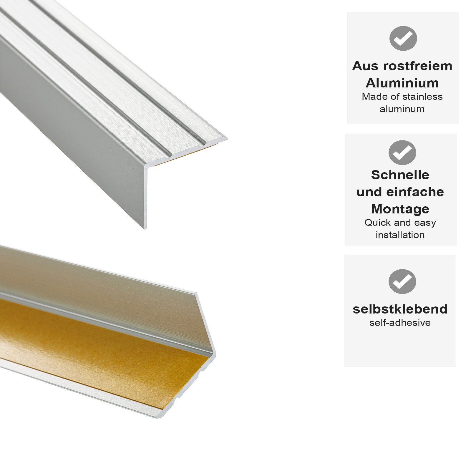 SO-TECH® Treppenkantenprofil Alu 1000 x 25 x 18 mm kürzbar selbstklebend leichte Montage (1-St)