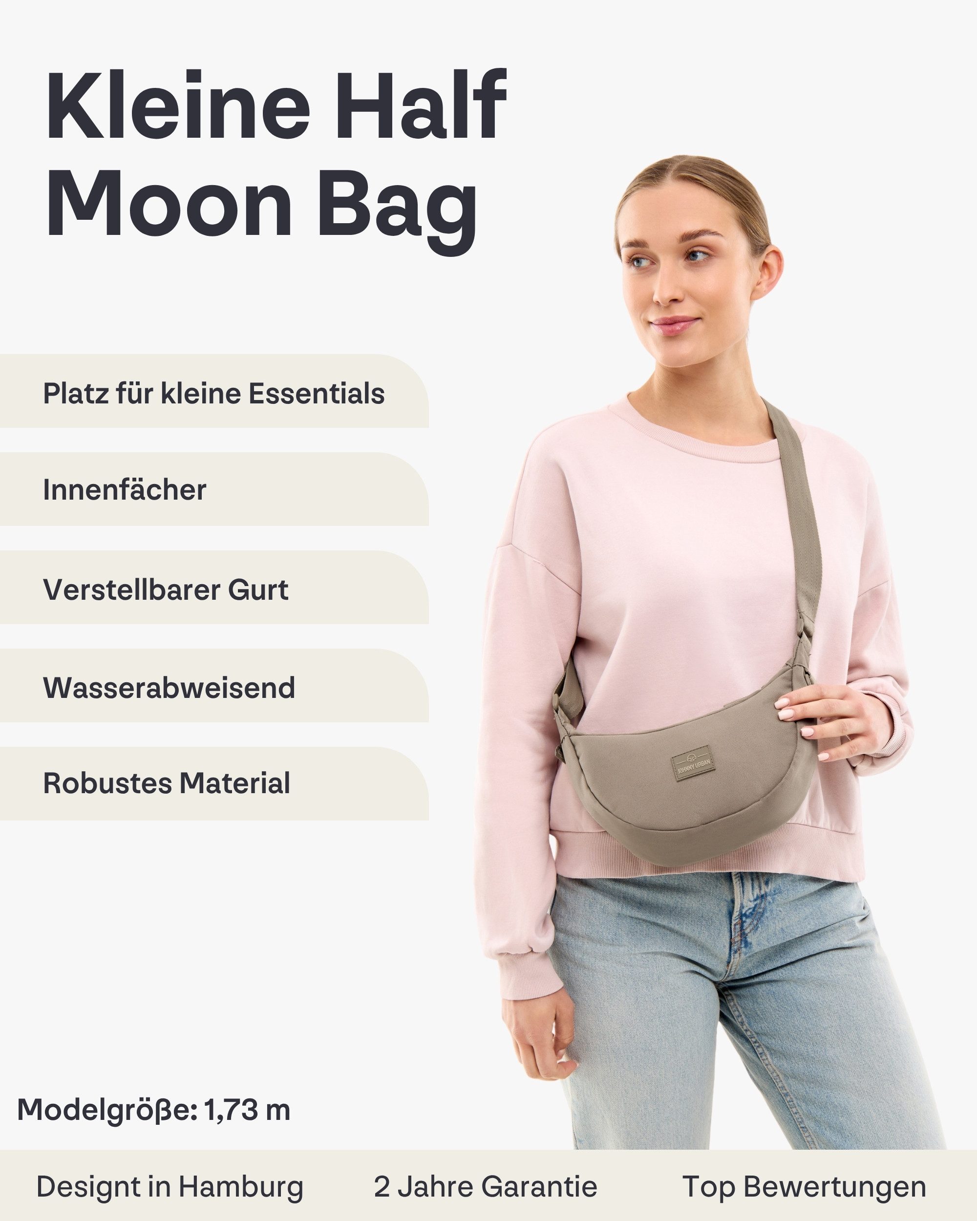 Johnny Urban Umhängetasche Ally Small Half Moon Bag, Kleine Crossbody Bag in Halbmond Form, Wasserabweisend – Bild 2 von 5